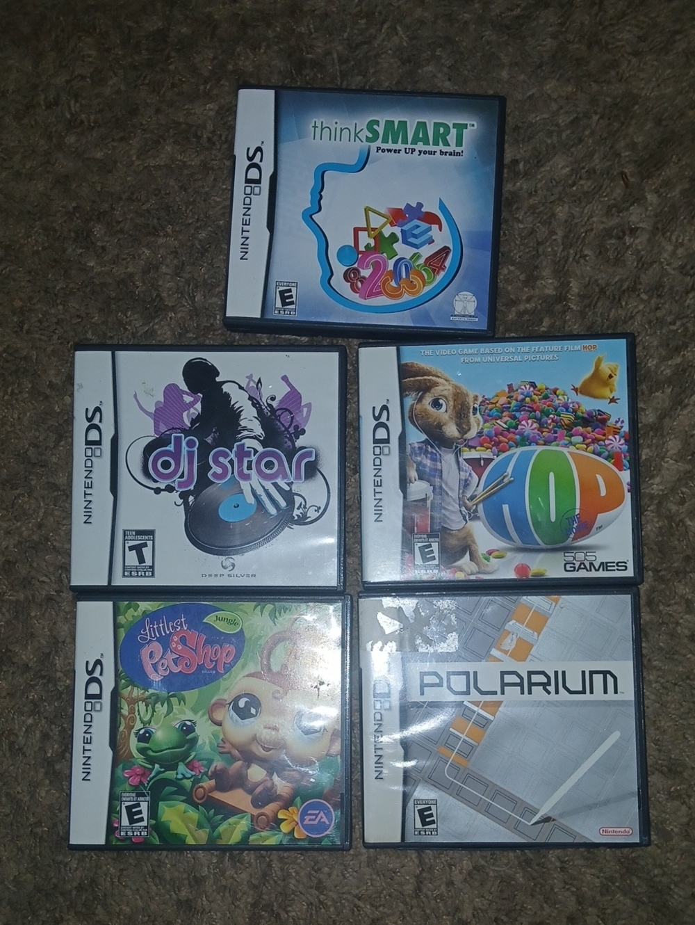 Nintendo DS Game Lot - Multicolor Cases (Blue, White, Purple, Green, Orange)